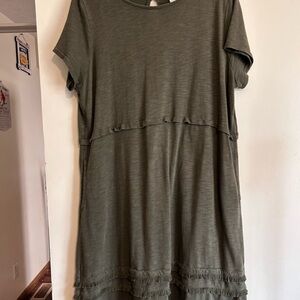 J. Jill Olive Green Modal Cotton Blend Tshirt Dress
